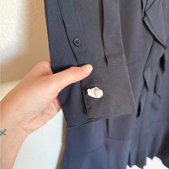 NWT Tory Burch Jane Ruffle Crepe Shirt Dress, Navy Blue, Luxury, size 12 - Picture 2 of 10